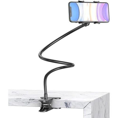BESTEK BTIH600BK Gooseneck Phone Holder, Lazy Bracket 360° Swivel for iPhone and Other Smart Phones for Bedroom, Office, Bathroom, Kitchen, Black