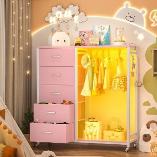 Aheaplus Dresser with 5 Fabric Drawers, Closet Storage