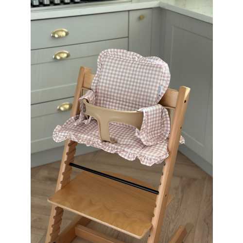Blush Gingham Ruffle Cushion For Stokke Tripp Trap