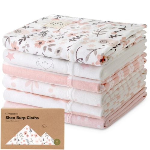 6pk Shea Baby Burp Cloths For Baby Boys And Girls, Organic Burping Cloths For Babies, Newborn (sweet Charm)