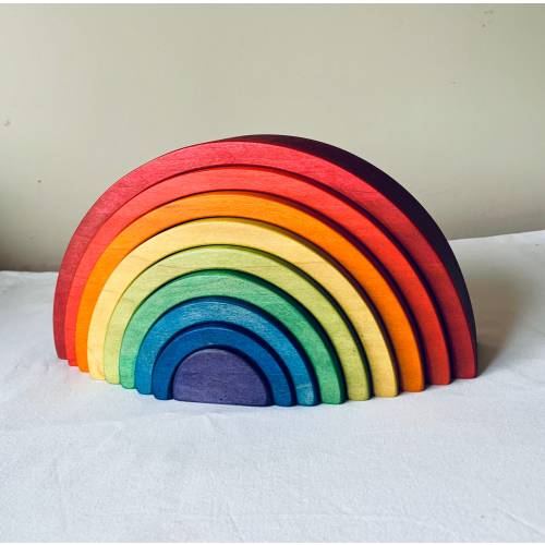 Rainbow stacker, puzzle, wooden rainbow puzzle, wooden toy, waldorf inspired, 2.75&quot; thick, large rainbow stacker,