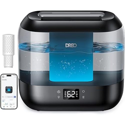 Dreo Humidifiers for Bedroom, Top Fill 4L Smart Cool Mist Humidifier with Oil Diffuser, Cartridge, Nightlight, 32H Runtime, Quiet Ultrasonic Humidifiers for Home, Baby Nursery, Plants, Office, HM311S