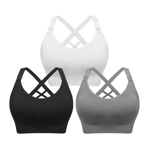 Angelhood Nursing Bras for Breastfeeding, Seamless Nursing Sports Bra Support Yoga Maternity Bras Pregnancy Sleep Bralette