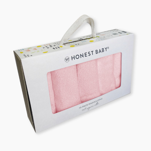 Honest Baby Clothing 10-Pack Organic Cotton Baby Terry Wash Cloths - Pink, Os