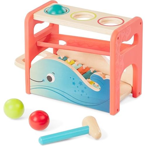 B. toys- Xylo-Pound Whale- Musical Instrument – Wooden Hammer & Balls – Developmental Toy for Toddlers – 1 Year +