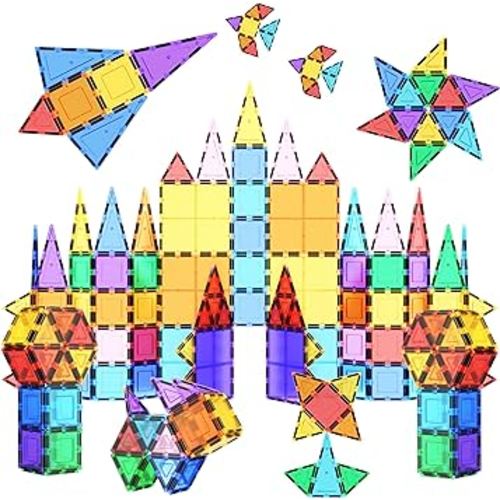 PicassoTiles 100 Piece Set 100pcs Magnet Building Tiles Clear Magnetic 3D Blocks Construction Playboards, Creativity Beyond Imagination, Inspirational, Recreational, Educational Conventional