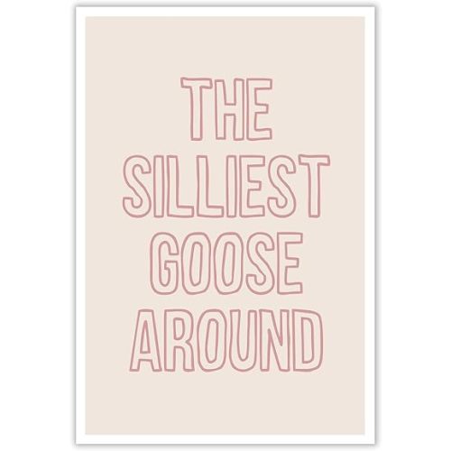 silly goose wall art girls nursery decor girls bedroom print pink nursery wall art cute playroom art(12x18inch,Unframed)