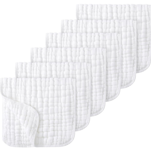 Looxii Muslin Burp Cloths 100% Cotton Muslin Cloths Large 20''x10'' Extra Soft and Absorbent 6 Pack Baby Burping Cloth for Boys and Girls Pure White
