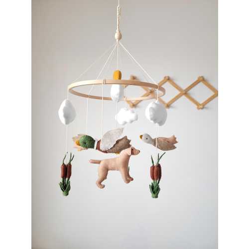 Duck mallard and dog mobile for crib, nursery decor, baby shower gift
