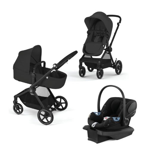 Cybex Eos 5-in-1 Travel System Stroller + Lightweight Aton G Infant Car Seat - Moon Black