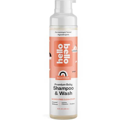Hello Bello Extra Gentle Shampoo and Body Wash, Hypoallergenic and Pediatrician Tested Formula for Babies and Kids, Sweet Cream Scent, 10 FL Oz (1 Pack)