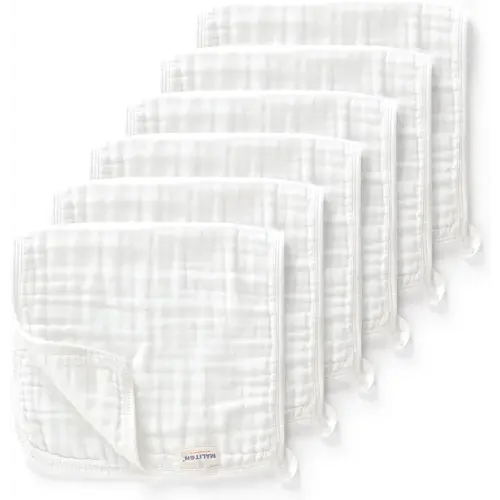 Maliton Muslin Burp Cloths for Baby 6 Pack Large 20''x10'' 100% Cotton Burp Cloths Absorbent and Soft 6 Layers Muslin Baby Stuff for Newborn Unisex(White, Pack of 7)