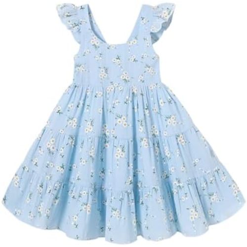 Kids Toddler Baby Girls Rainbow Dress Princess Sleeveless Beach Butterfly Sundress