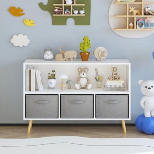 Sapphtopaz Kids Dresser for Bedroom Fabric Chest of Drawers Bookcase with 3 Drawers and Storage Layer Toy Storage for Bedroom, Living Room