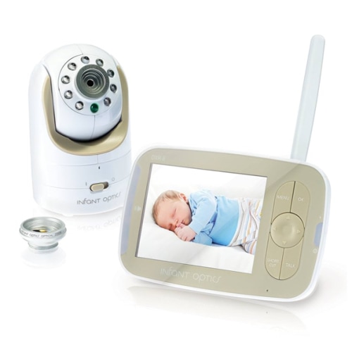 Infant Optics DXR-8 480p Video Baby Monitor, Non-WiFi Hack-Proof FHSS Connection, Interchangeable Lenses, Pan Tilt Zoom, LED Sound Bar, Night Vision, and Two-way Talk, low battery