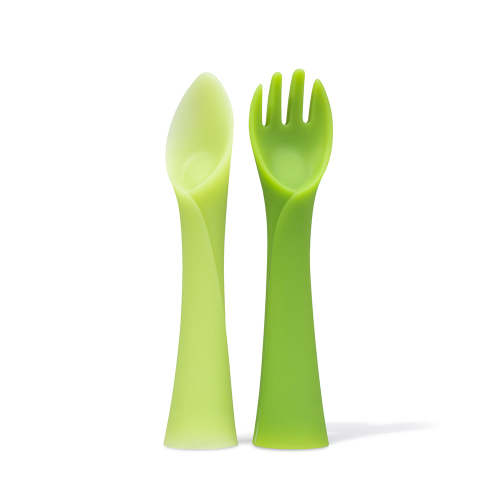 Buy Soft Silicone Infant Fork and Spoon Set for Self-Feeding
