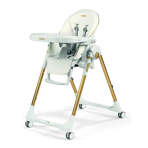 Prima Pappa Zero 3 - High Chair - for Children Newborn to 3 Years of Age - Made in Italy - Gold (White & Gold)