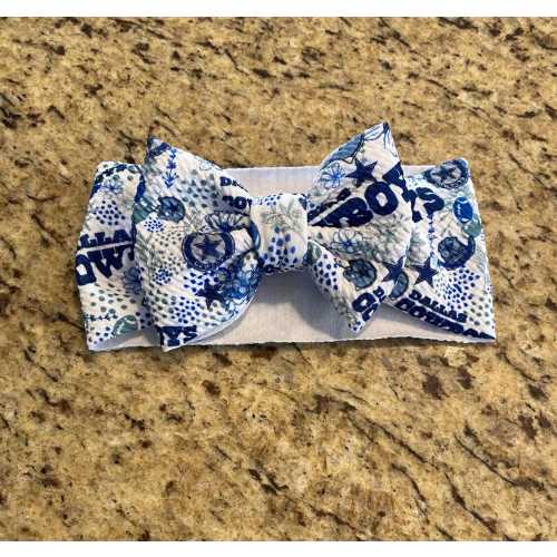 Dallas Cowboys MINI Headwrap Bow for baby, football, blue white