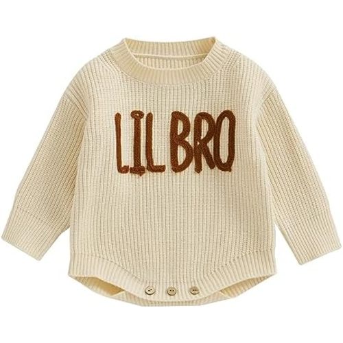 VISGOGO Big Little Sister Matching Sweater Baby Girls Knitted One-Piece Outfits Toddler Brother Sweatshirt Clothes