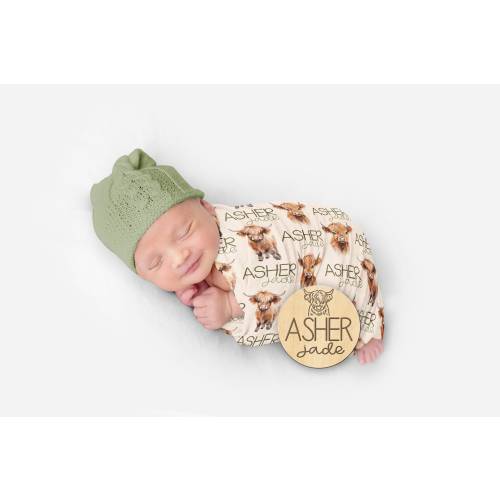 Baby Boy Personalized Highland Cow Baby Blanket Gender Neutral Baby Blanket