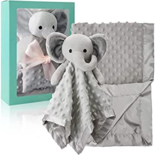 Pro Goleem Baby Blanket with Gray Elephant Security Blanket Newborn Gifts Set