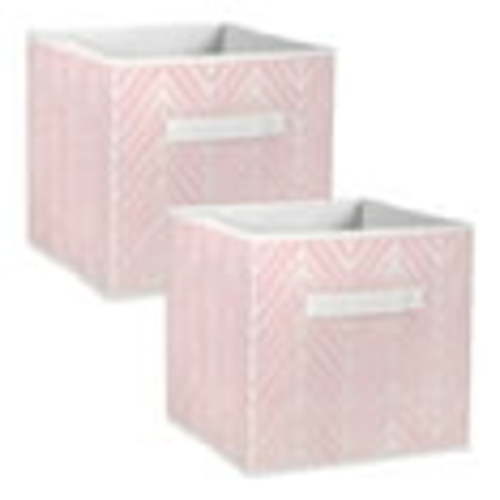 DII Non Woven Polyester Storage Bin, Herringbone, Mauve, Small Set of 2