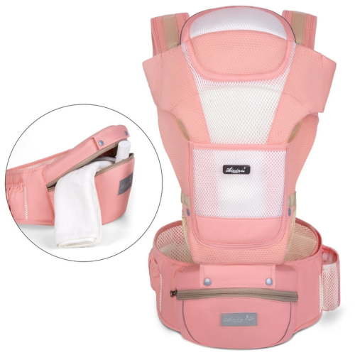 Vbiger Ergonomic Baby Carrier with Front Pocket, 6-in-1 Convertible, Toddler-Friendly, Adjustable, Breathable Mesh, Pink