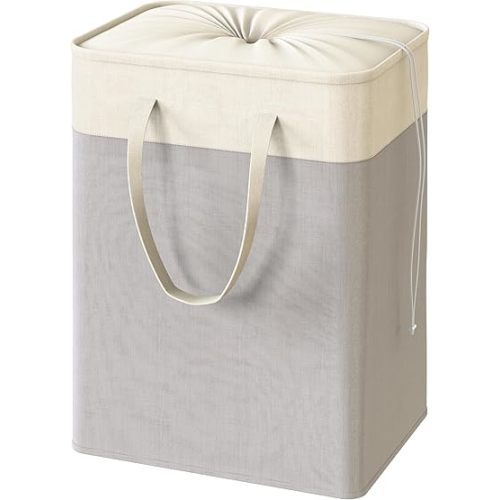 SimpleHouseware Tall Collapsible Laundry Hamper Basket for Dirty Clothes, Rectangle, Grey