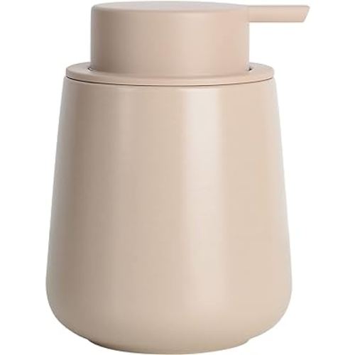 BosilunLife Hand Soap Dispenser - Ceramic Hand Dish Soap Dispenser for Bathroom 12ounce Refillable Liquid Hand Soap Dispenser for Essential Oil, Lotion Soap, Khaki