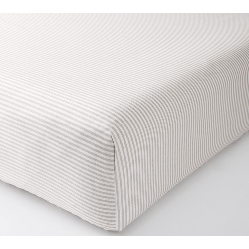 Oxford Stripe Organic Crib Fitted Sheet - Color: Natural