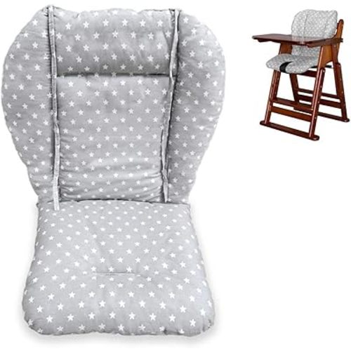 Twoworld High Chair Cushion, Large Thickening Baby High Chair Seat Cushion Liner Mat Pad Cover Breathable (Fashion Gray)