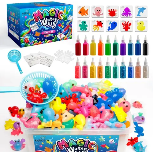 Magic Water Elf Toy Kit, Aqua Fairy Water Gel Kit with 20 Magic Gels, 10 Animal Molds. Christmas Gifts, Birthday Gifts, Party Favors, Arts & Crafts DIY STEM Kits for Kids(20 Colors)