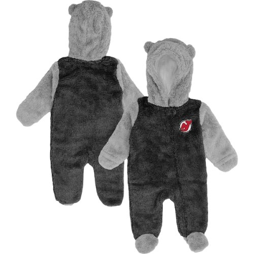 Newborn & Infant New Jersey Devils Black Game Nap Teddy Fleece Bunting Full-Zip Sleeper