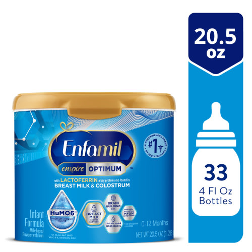 Enfamil Enspire Optimum Powder Baby Formula, With Lactoferrin, Our Closest Formula to Breast Milk, 20.5 oz Tub