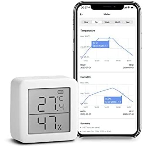 SwitchBot Smart Hygrometer Thermometer, Bluetooth Wireless Room Temperature Humidity Sensor with App Alerts, Add SwitchBot Hub Mini/Plus and Compatible with Alexa, Google Home, HomePod, IFTTT