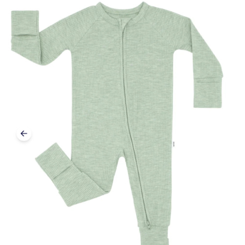 Heather Sage Ribbed Zippy - Little Sleepies