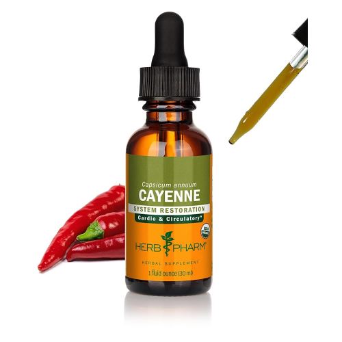 Herb Pharm Certified Organic Cayenne Extract for Cardiovascular and Circulatory Support - 1 Ounce