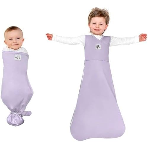 The Ollie Swaddle® & Alphie Sleep Pouch® Baby Sleep Bundle – 3-Way Adjustable Newborn Swaddle Blanket and Wearable Sleep Sack | Moisture-Wicking, Buttery-Soft Fabric | Newborn to 14 Months (Lavender)