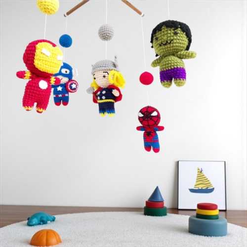 Crochet Baby Mobile Super Hero Set 2, Hero baby mobile, Baby Crib Mobile, Nursery mobile