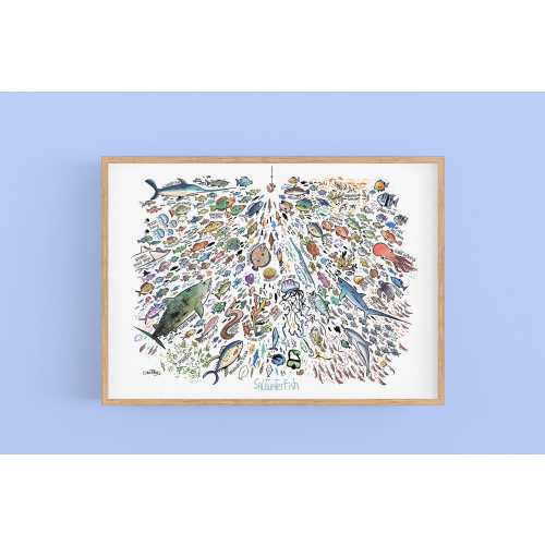 Saltwater Fish - Tropical Ocean Fish Art Print - Large Poster for Beach House Decor - Kids Room