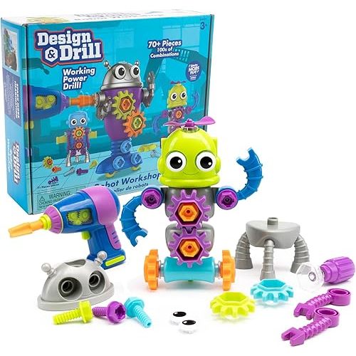 Toy: Educational Insights Design & Drill Robot Workshop - Construction Toys & Tools for Kids, Robot Toy Building Sets, Kids' Tool Set with Real Electric Drill Toy, Take Apart STEM Set