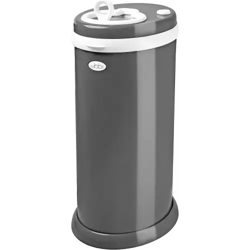 Ubbi Steel Diaper Pail, Odor Locking, No Special Bag Required, Award-Winning, Registry Must-Have, Slate