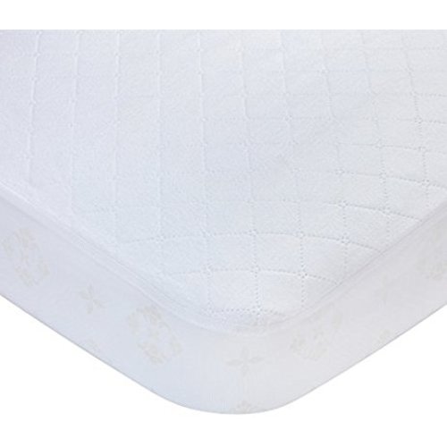 Carters Waterproof Fitted Quilted Crib and Toddler Protective Mattress Pad Cover, White