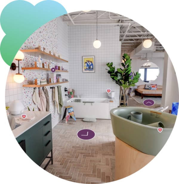 bathroom setup at Babylist Beverly Hills