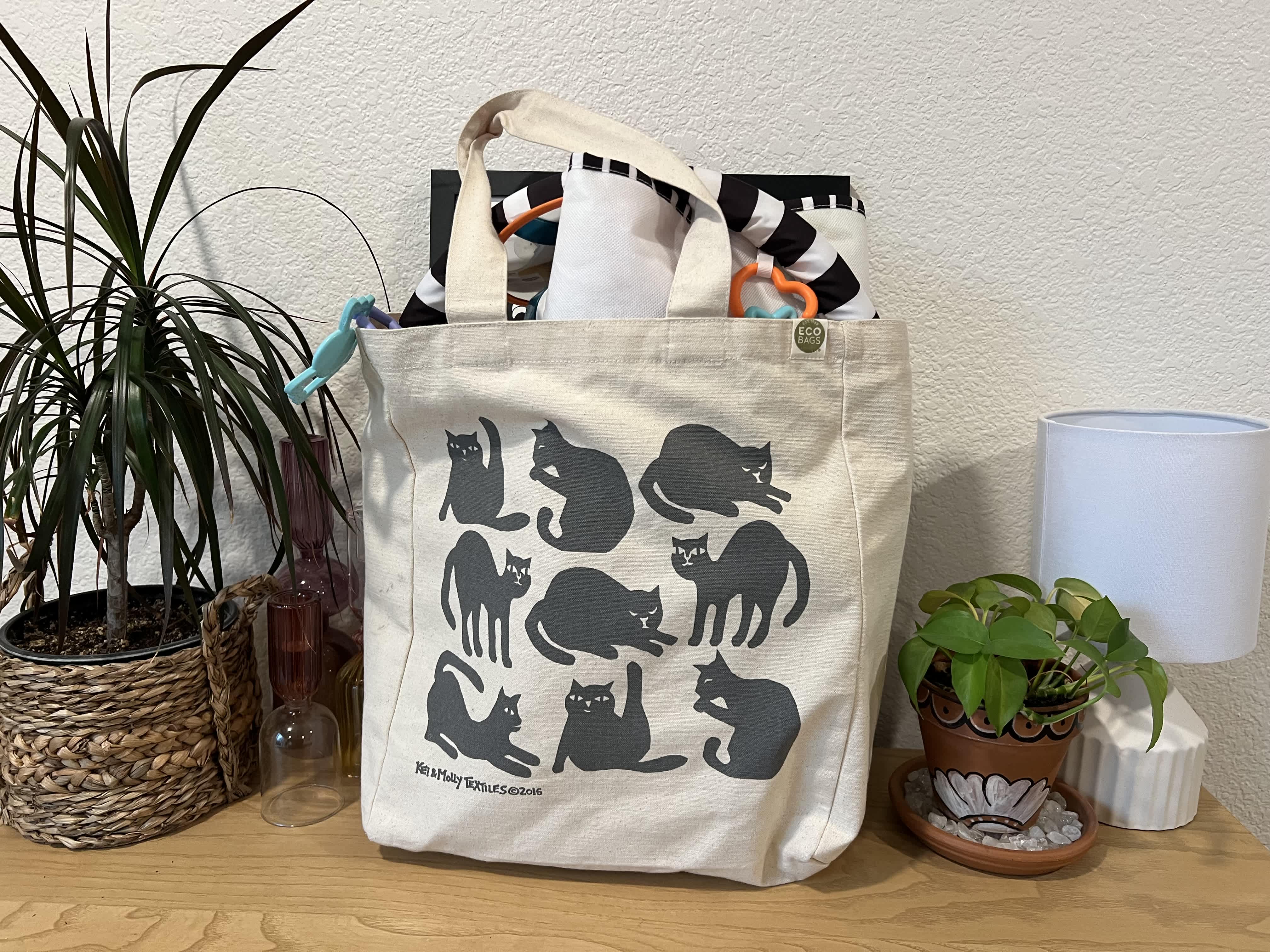 Kick & Play packed up in a tote bag.