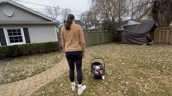 Carrying the UPPAbaby Aria.