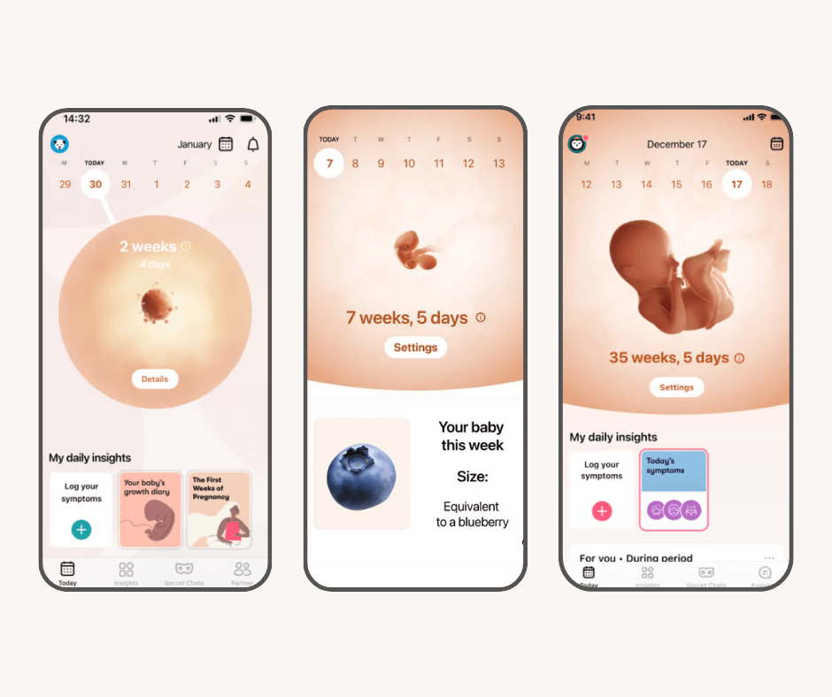 Flo app screenshots.