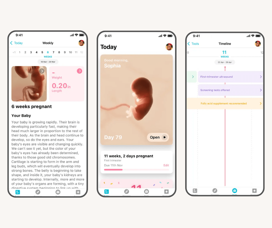 Pregnancy+ app screenshot.