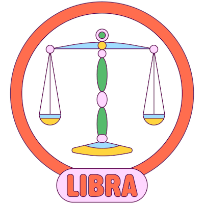 Libra zodiac graphic.