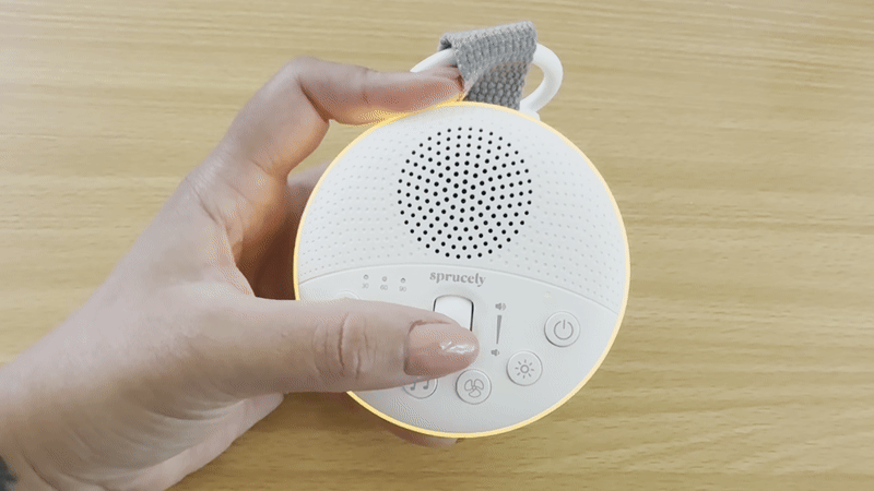 Sprucely Travel Sound Machine volume wheel.